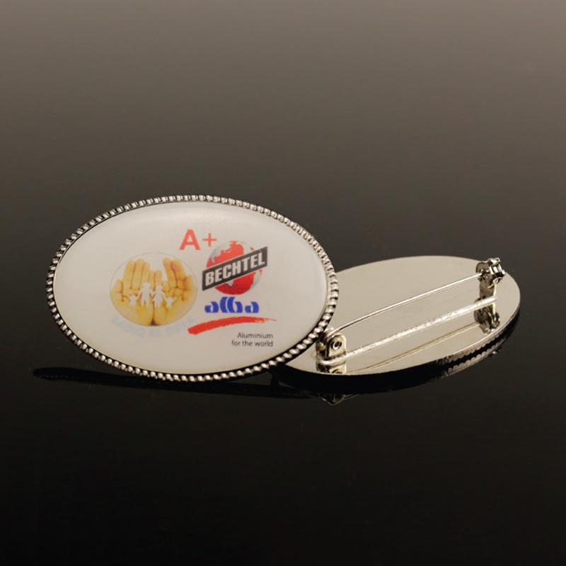 37*26mm Silver Oval Rope Design Metal Badges